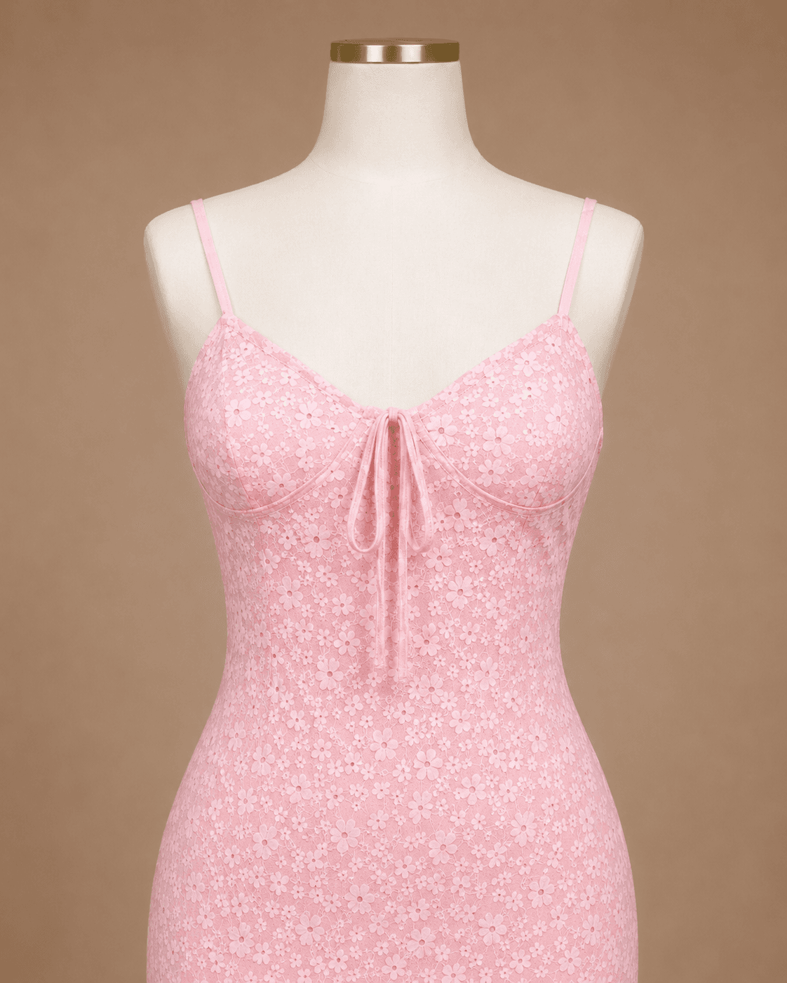 Pink Floral Tie-Front Gown