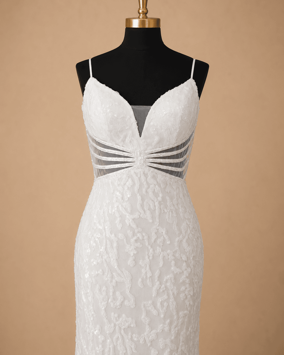 White Lace Evening Gown