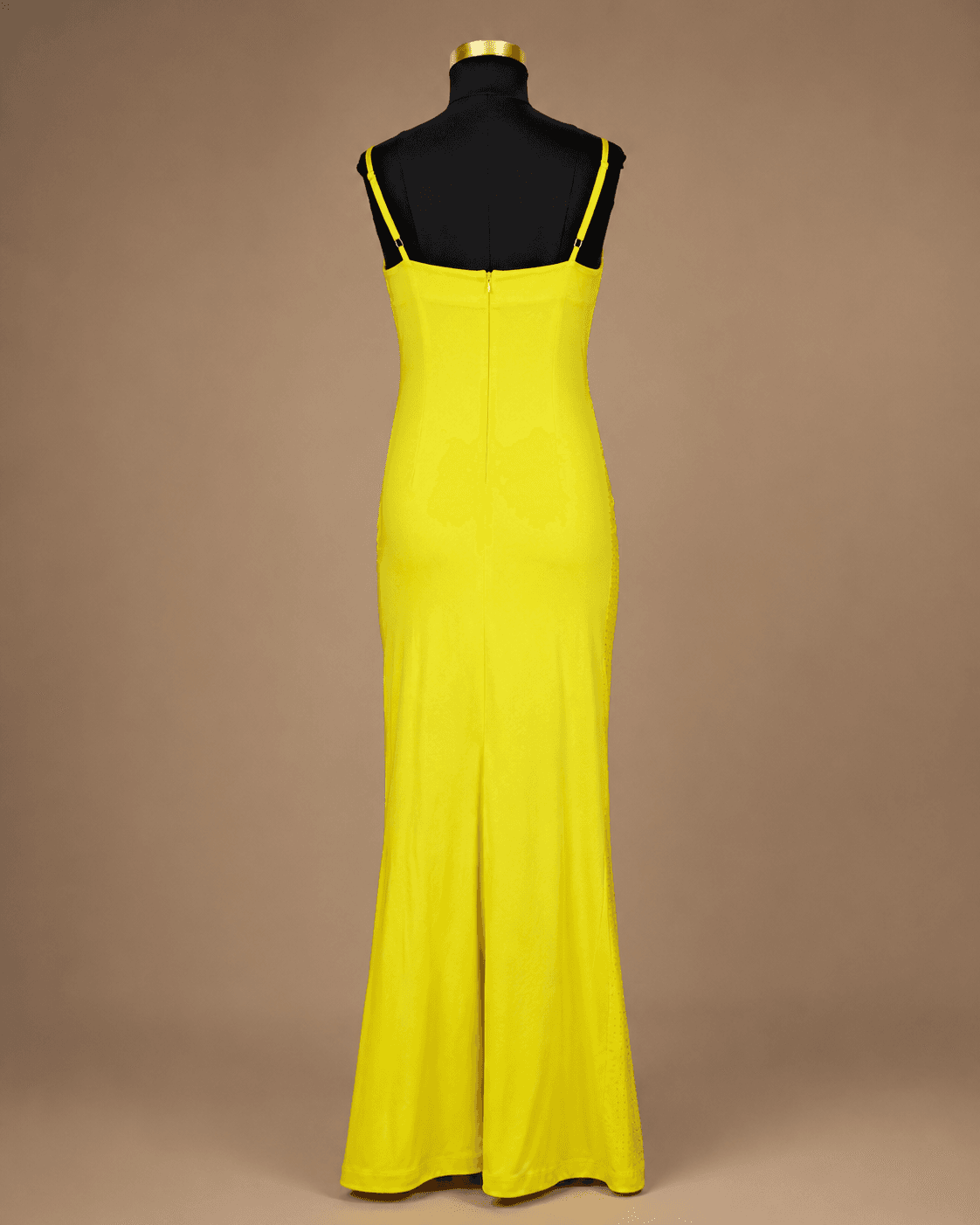 Neon Yellow Bodycon Evening Gown