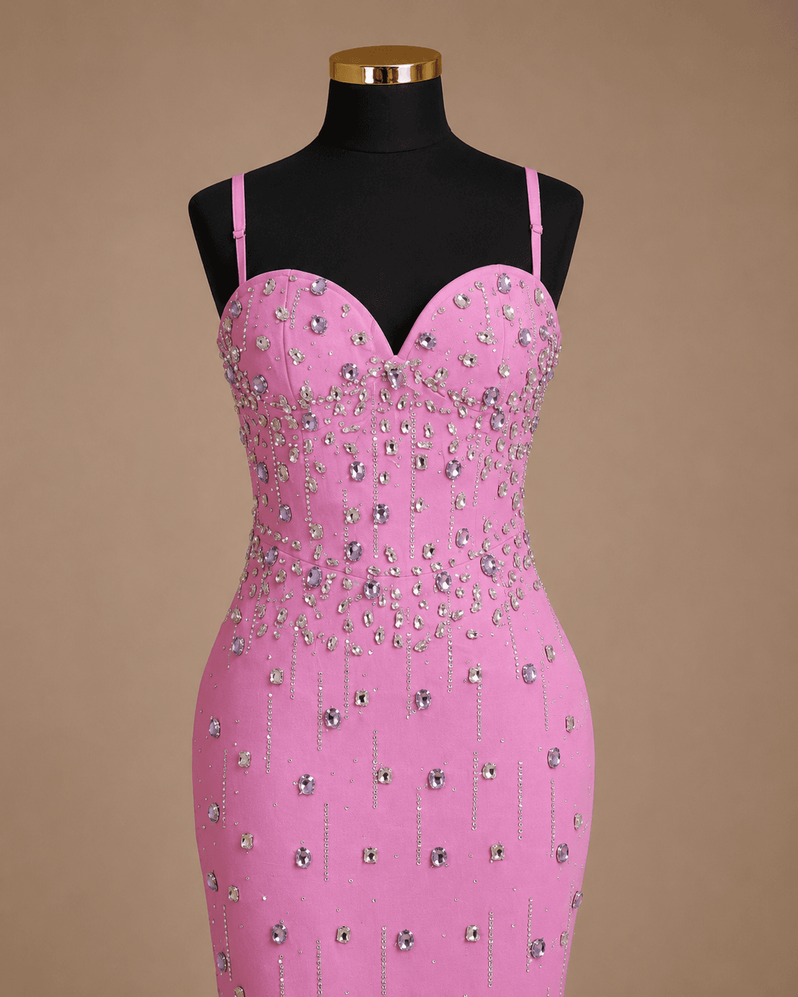 Pink Embellished Midi Dress