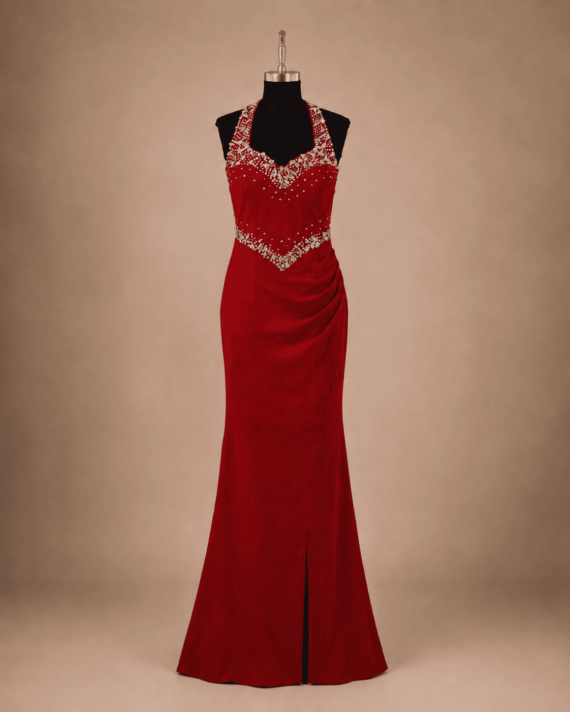 Red Crystal Evening Gown
