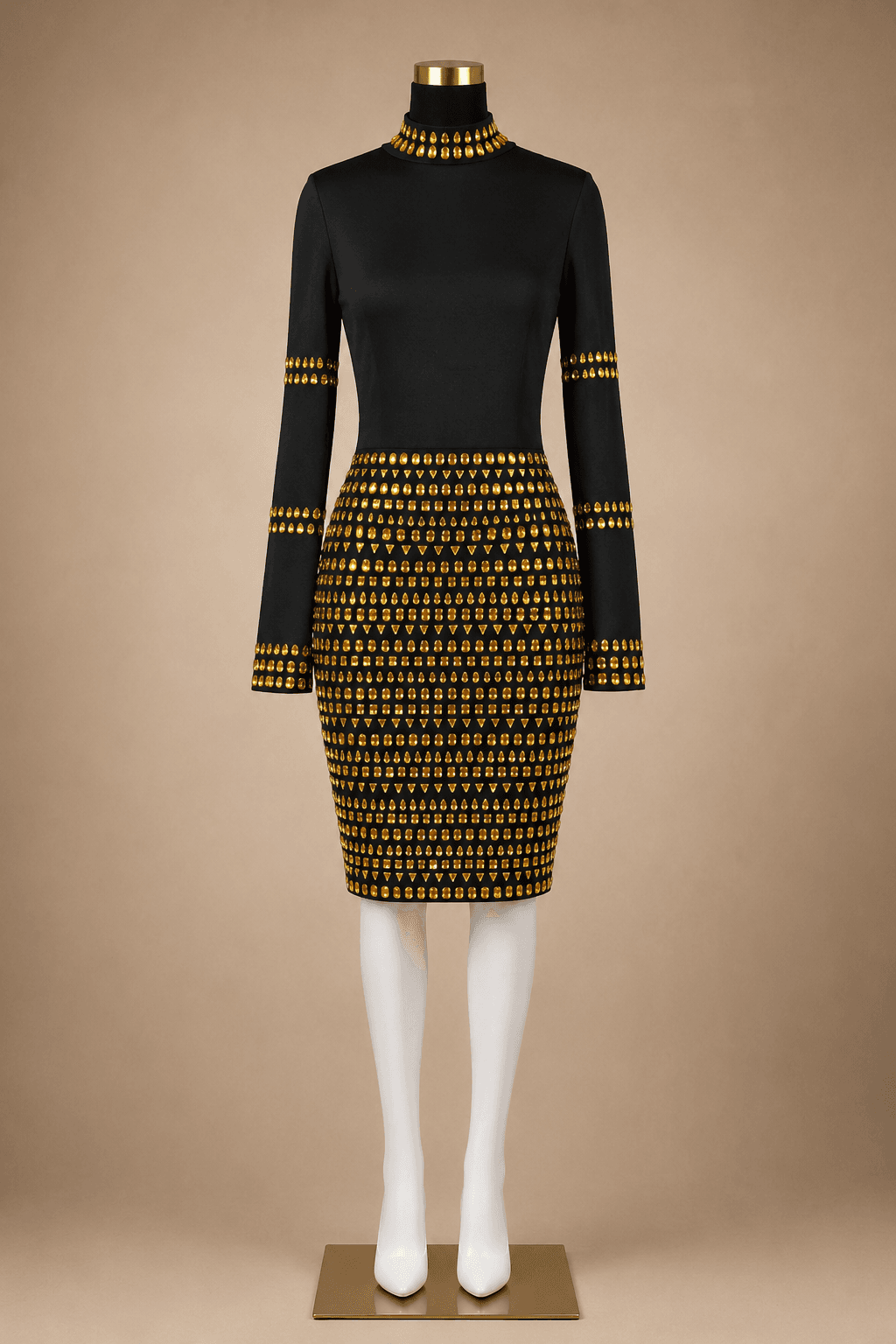 Black and Gold Midi Dress