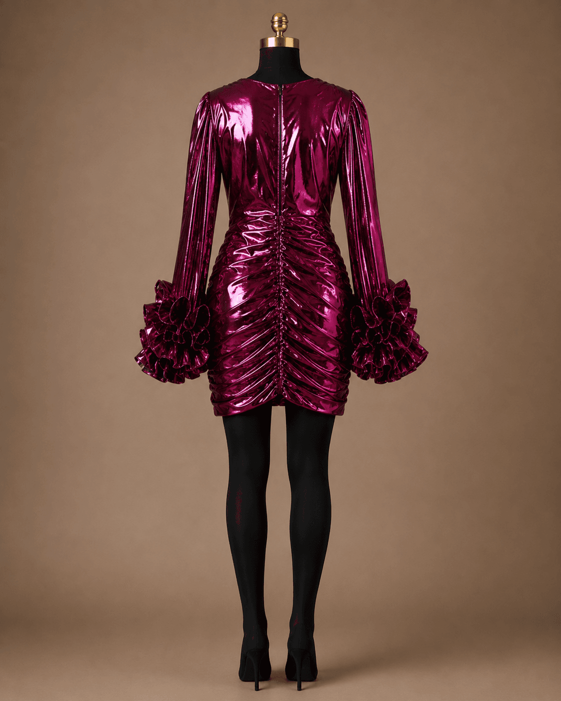 Magenta Ruched Mini Dress