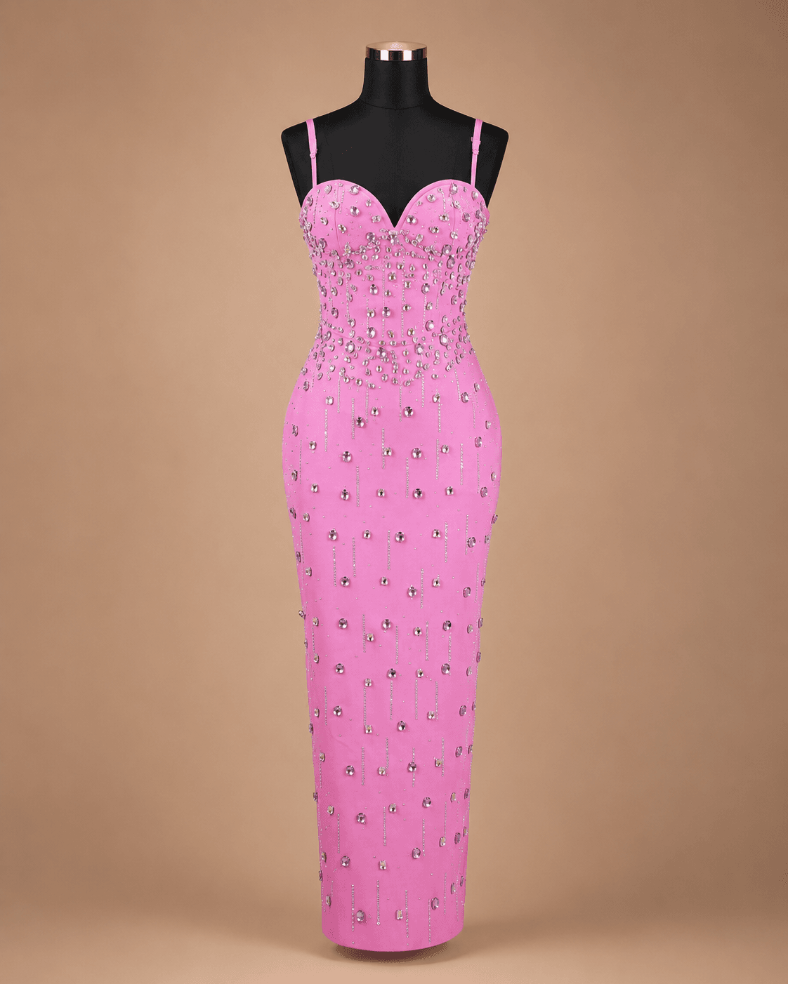 Pink Embellished Midi Dress