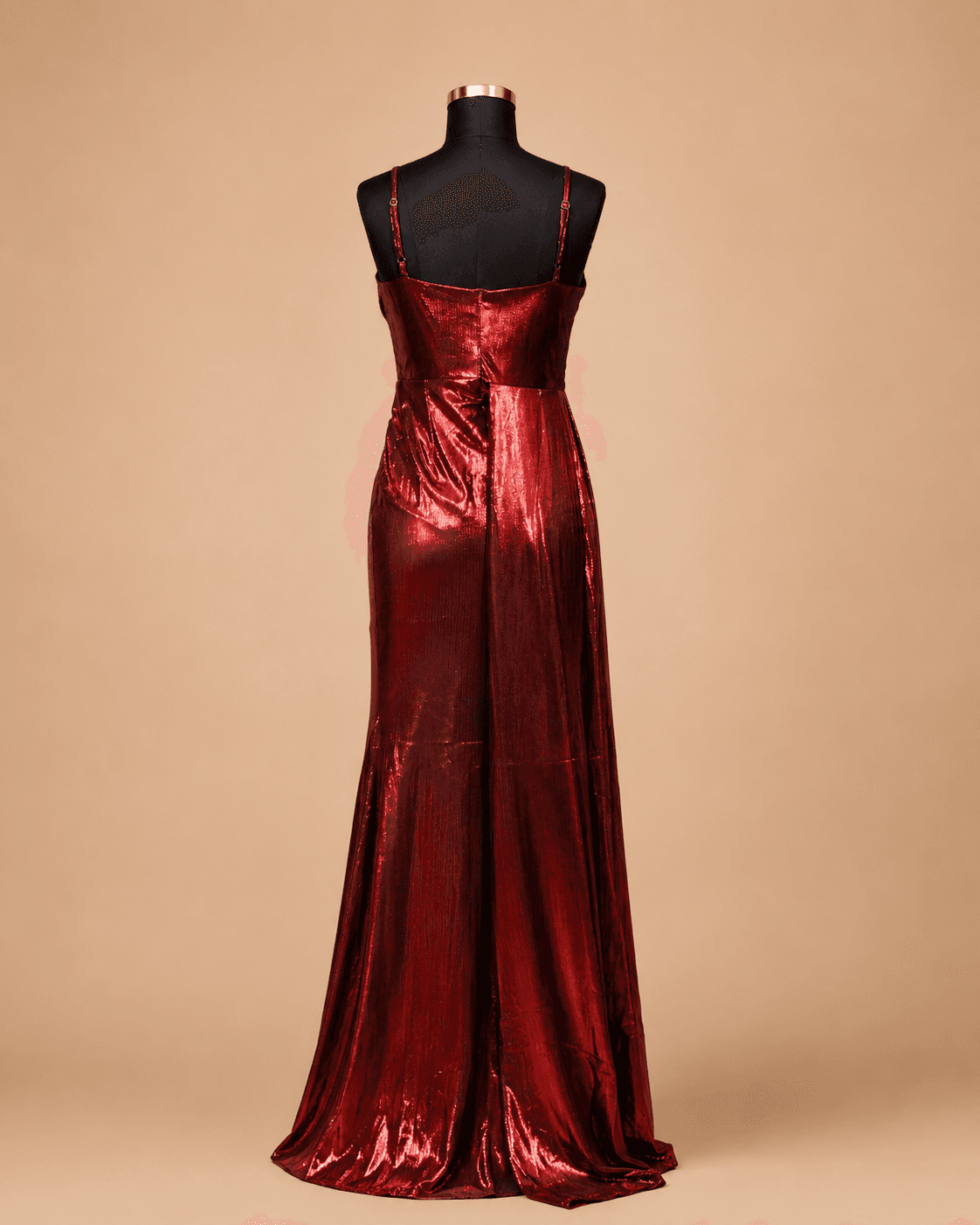 Burgundy Satin Evening Gown