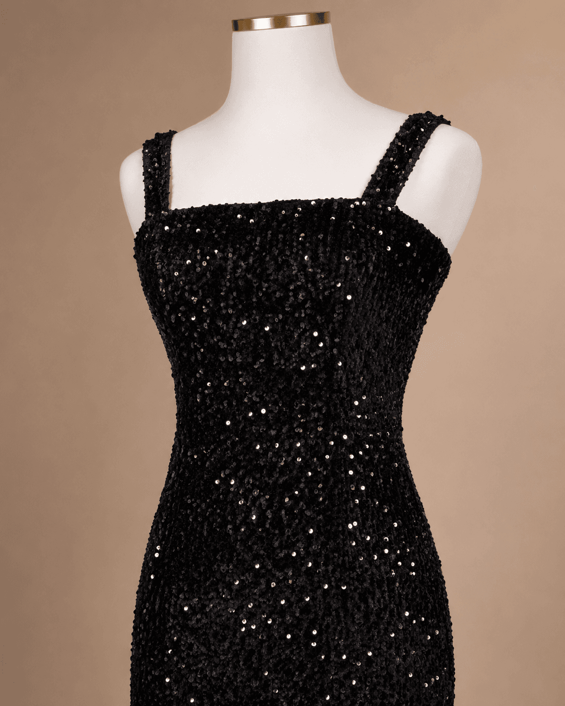Black Sequin Midi Dress
