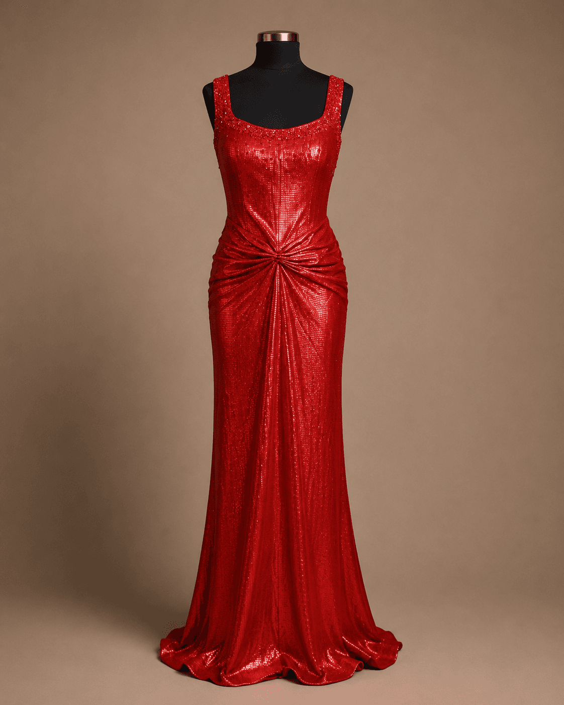 Red Satin Evening Gown