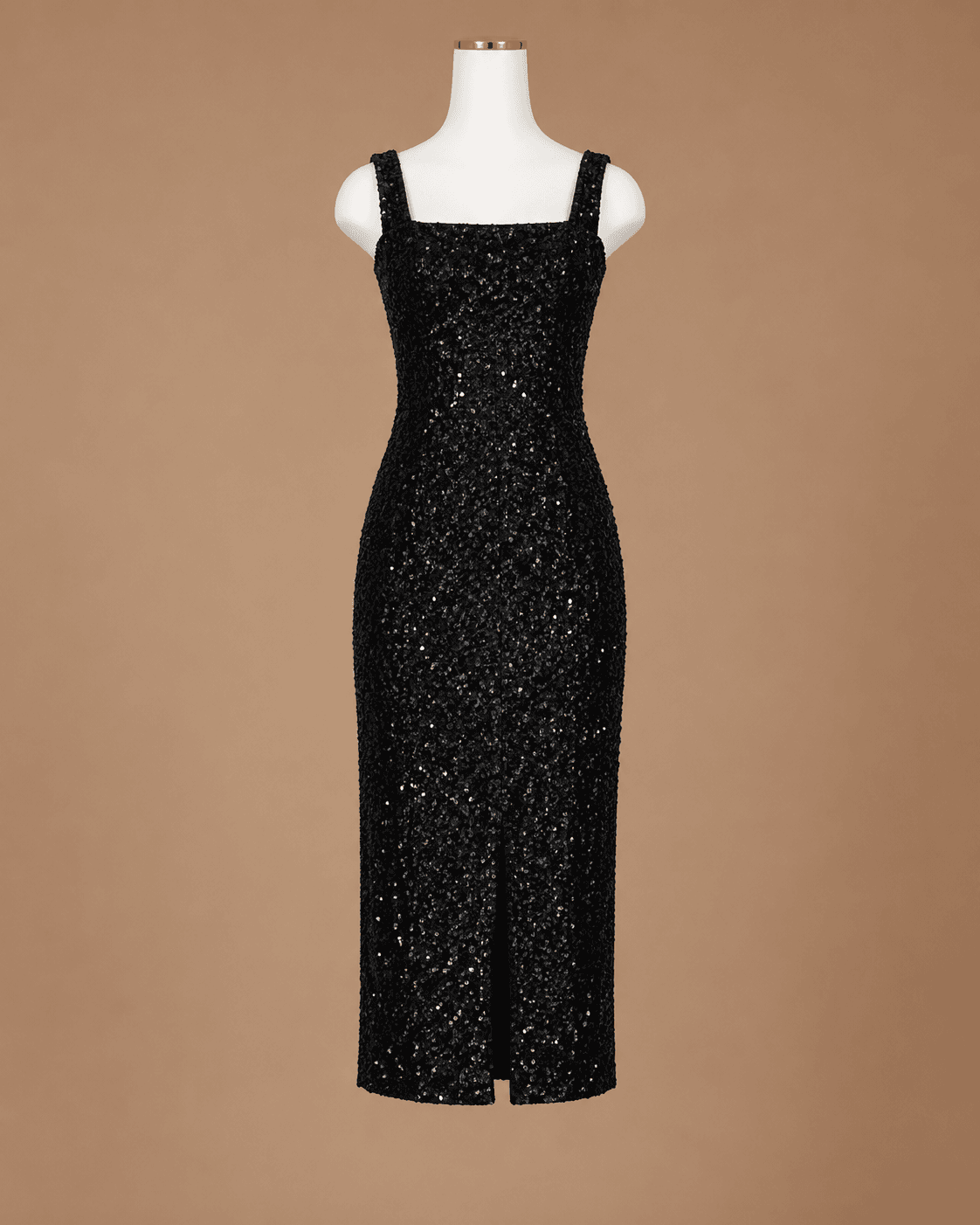 Black Sequin Midi Dress