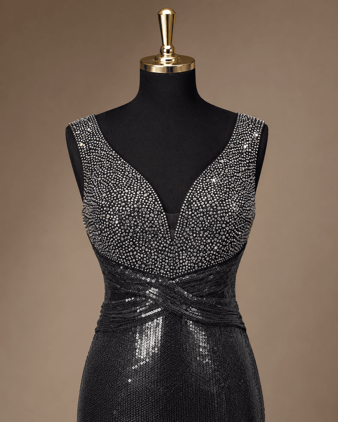 Black Metallic Evening Gown