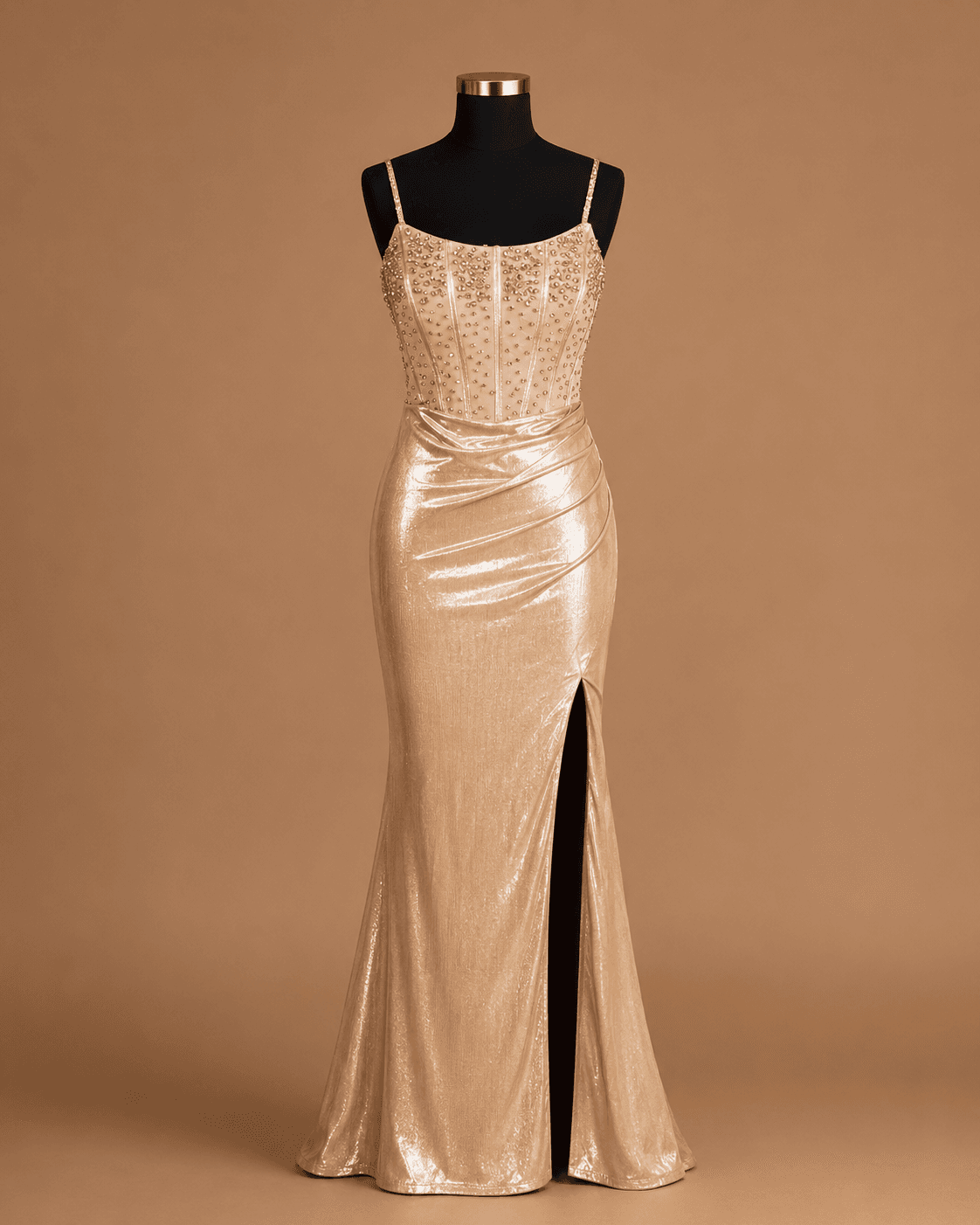 Champagne Satin Evening Gown