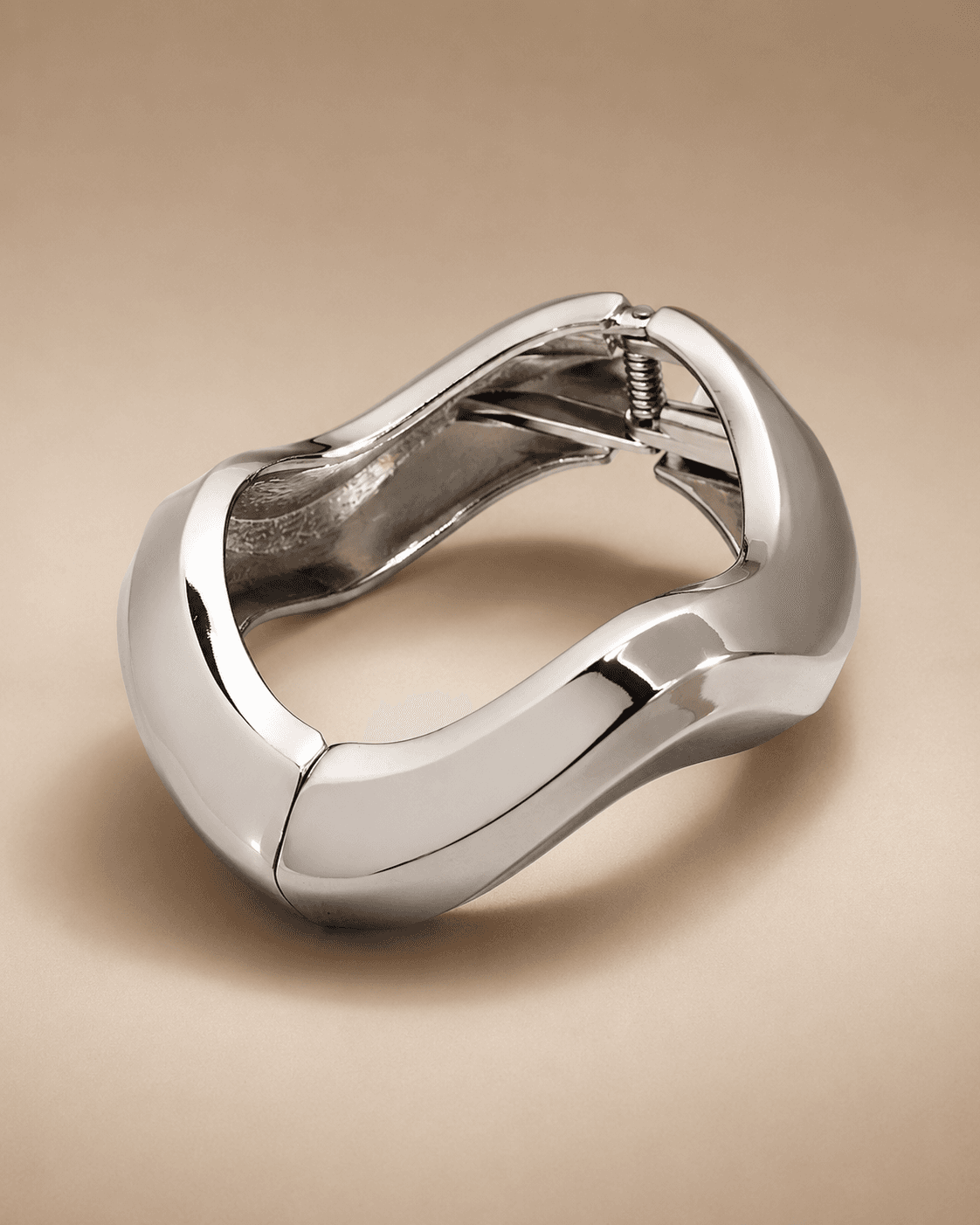 Fluid Curve Statement Silver Bracelet