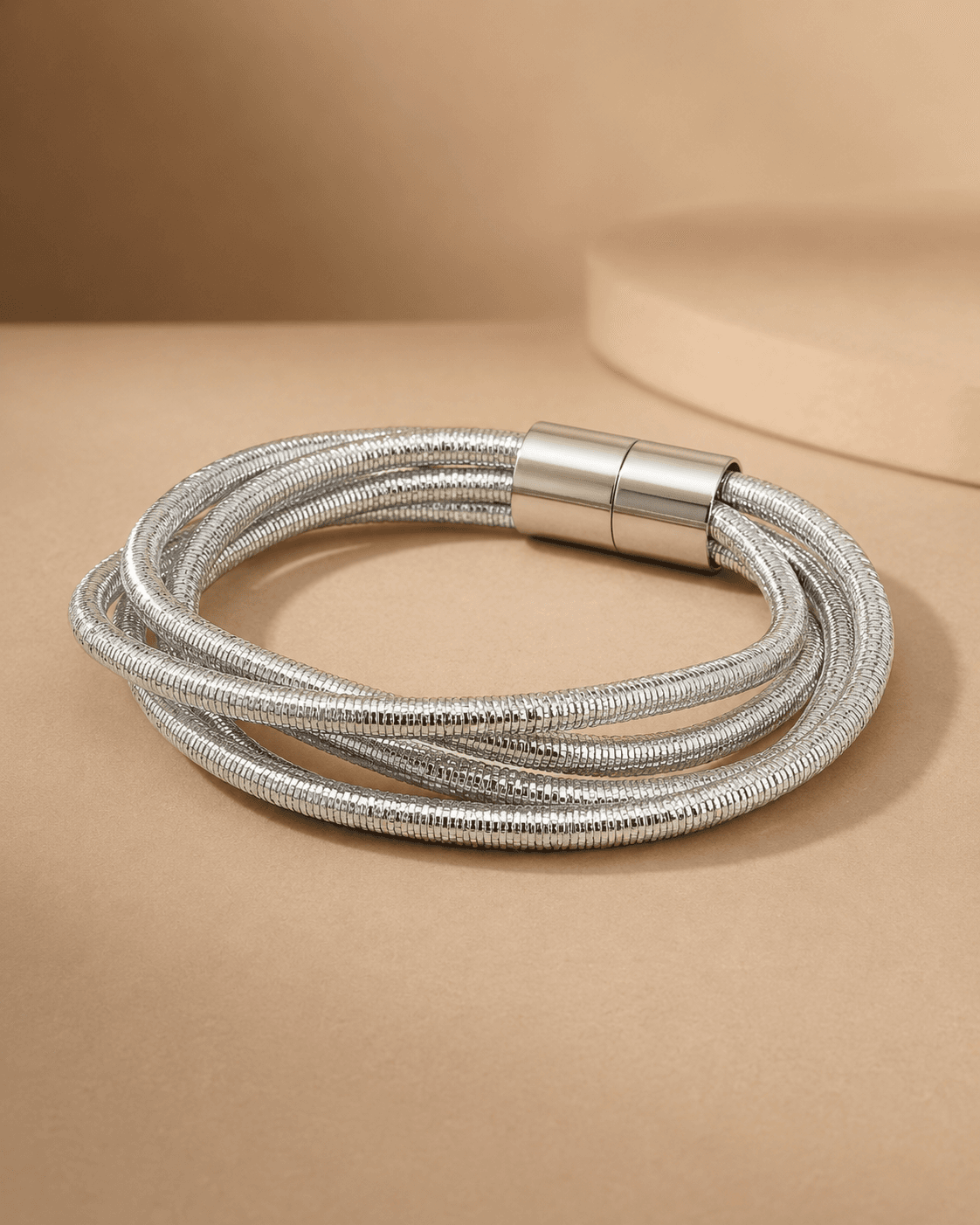 Silver Mesh Multi-Strand Magnetic Bracelet