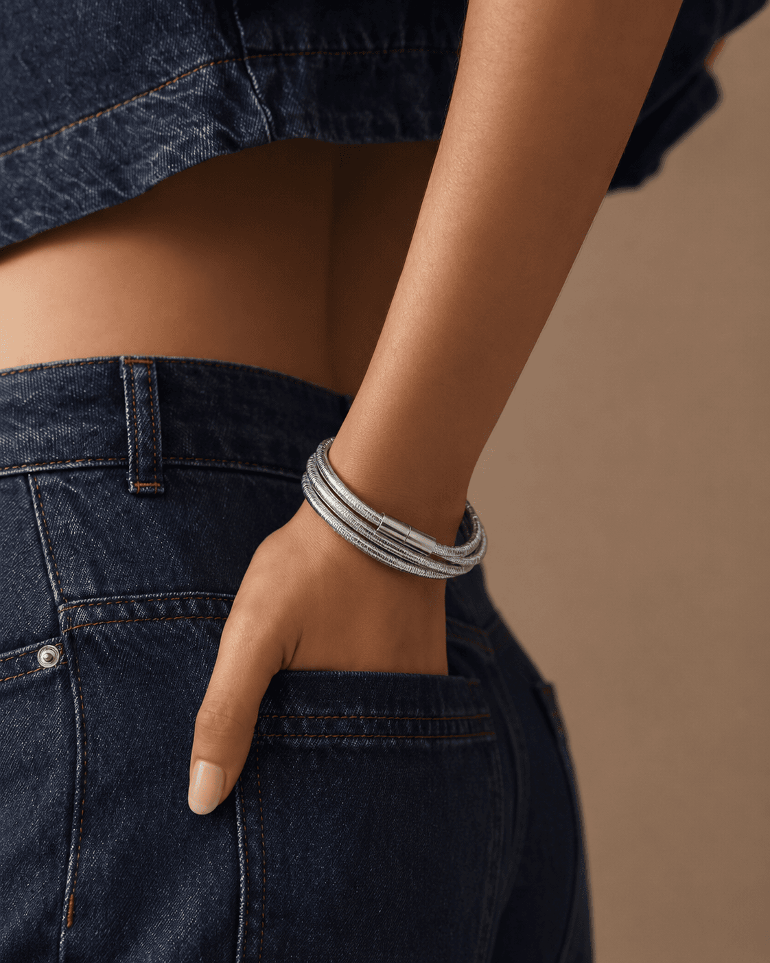 Silver Mesh Multi-Strand Magnetic Bracelet
