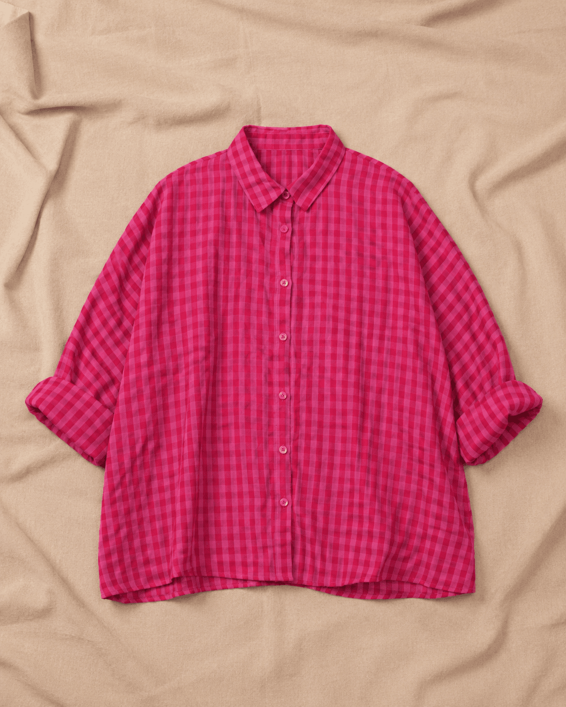 Pink Gingham Oversized Shirt
