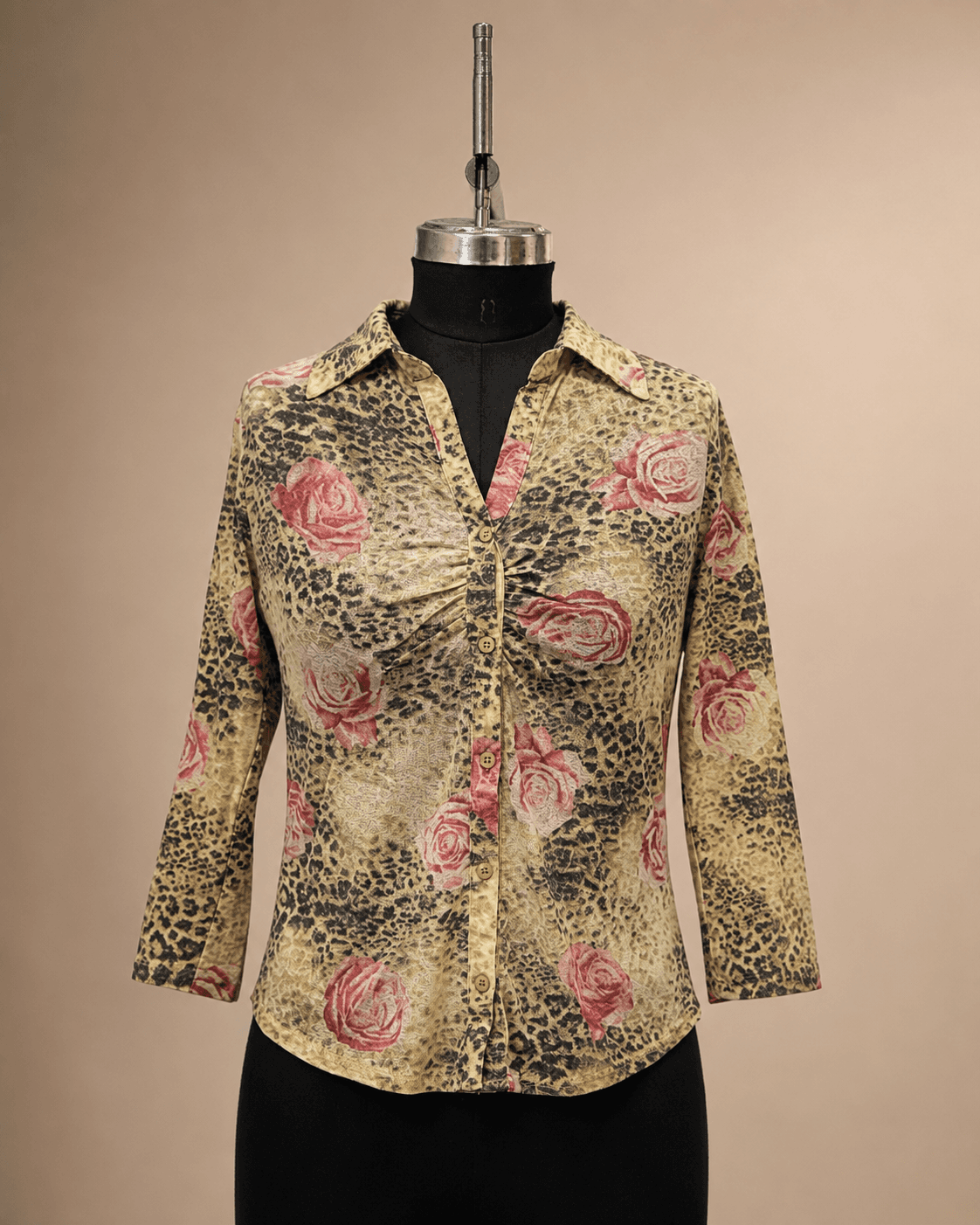 Beige Rose Botanical Longline Shirt