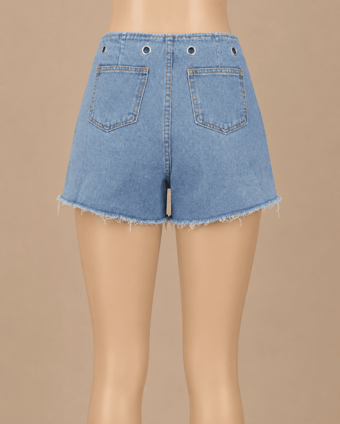 Button-Front Raw-Hem Denim Shorts