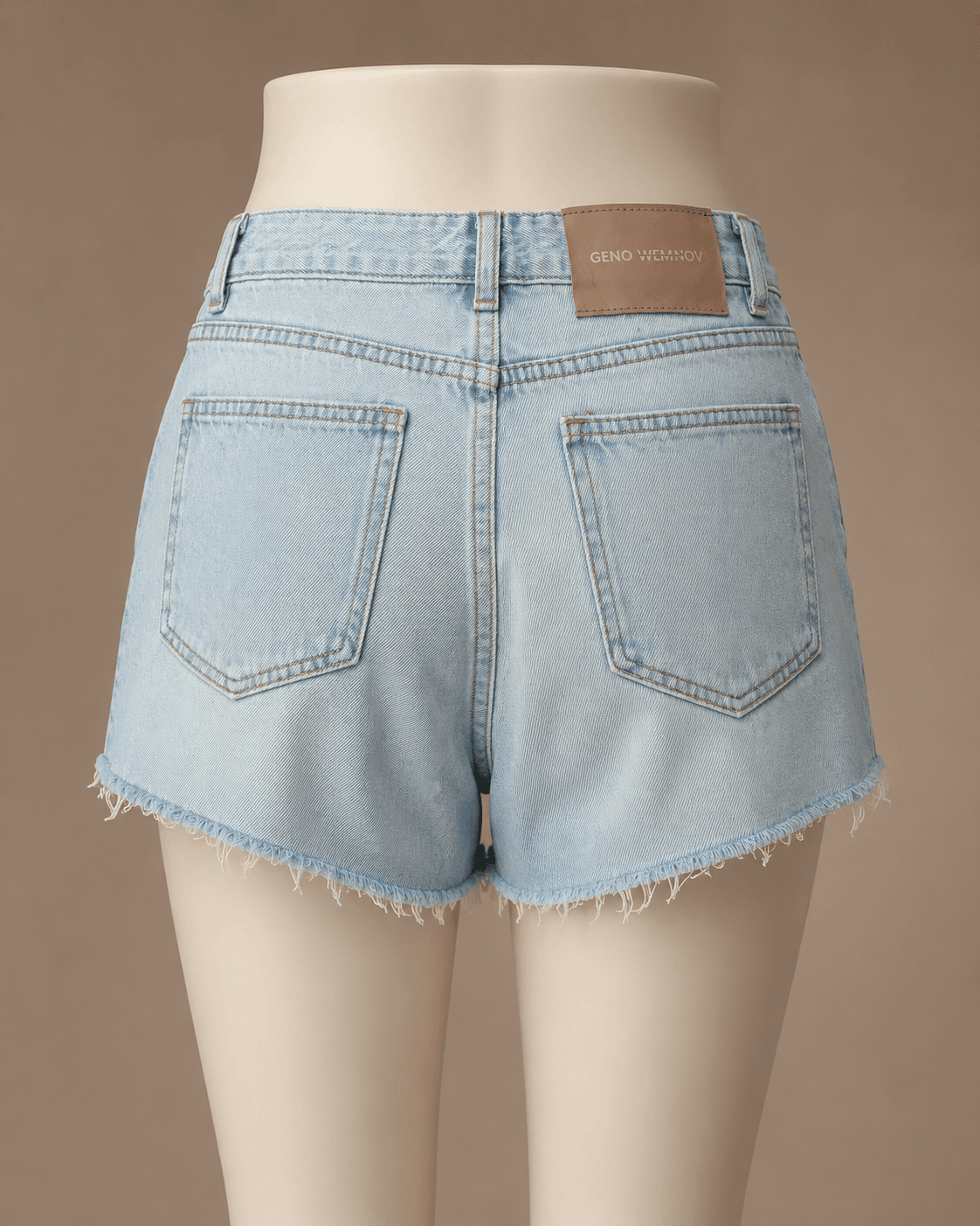 Distressed Ice-Wash Denim Shorts
