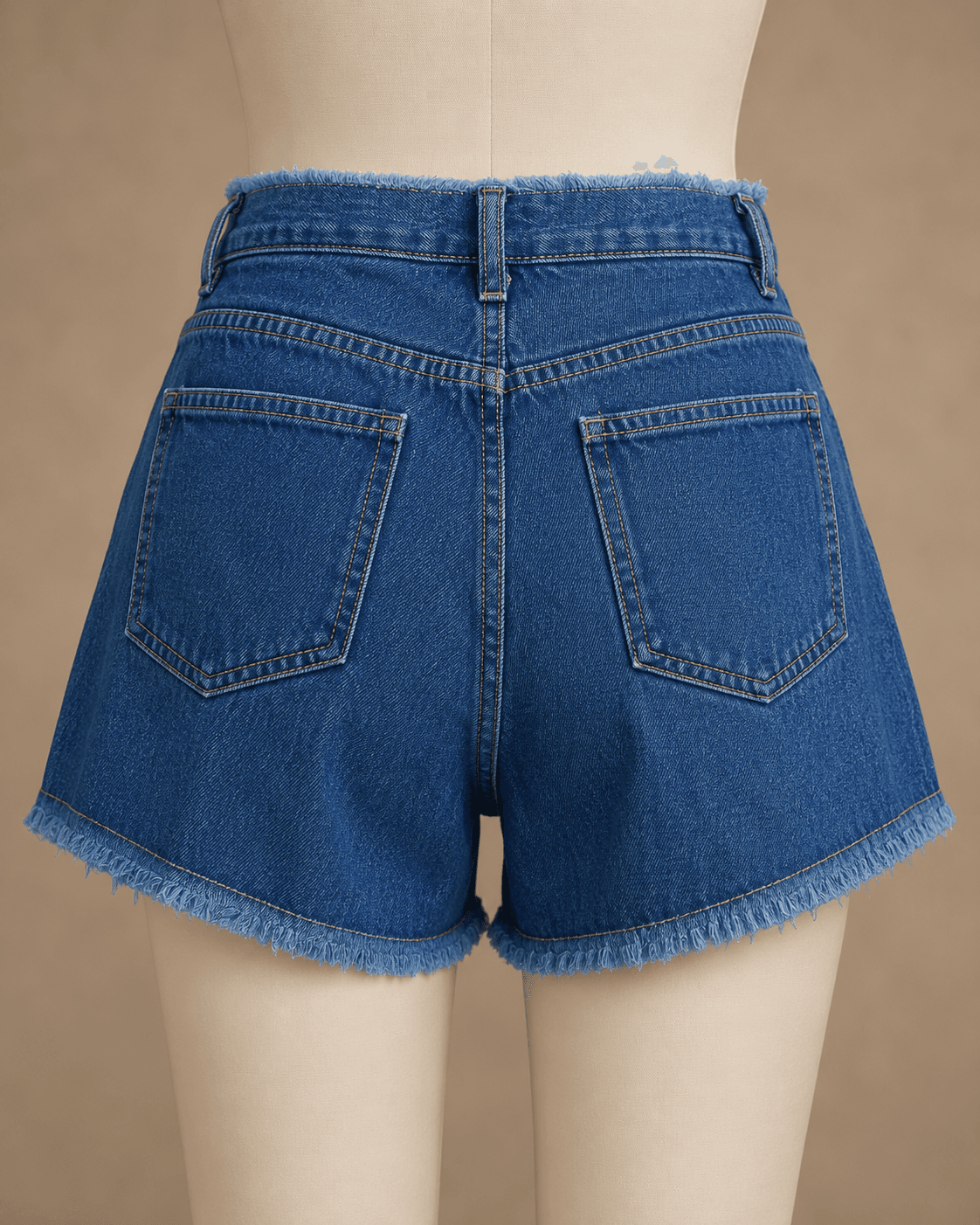 Frayed Dark-Wash Denim Shorts