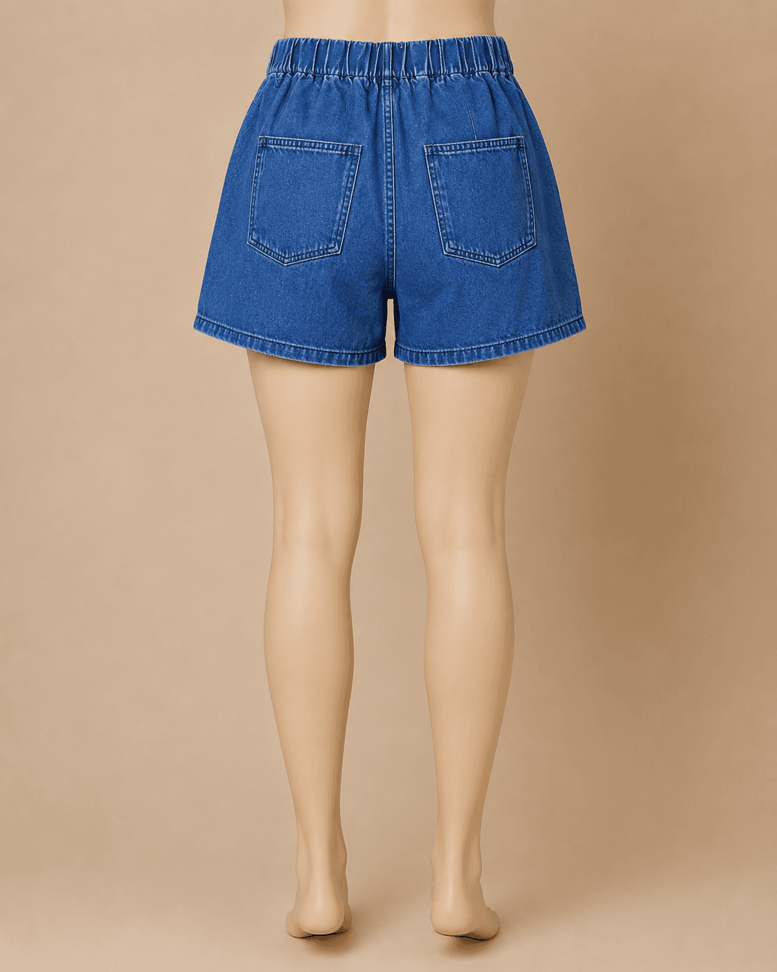 Elastic-Waist Denim Shorts
