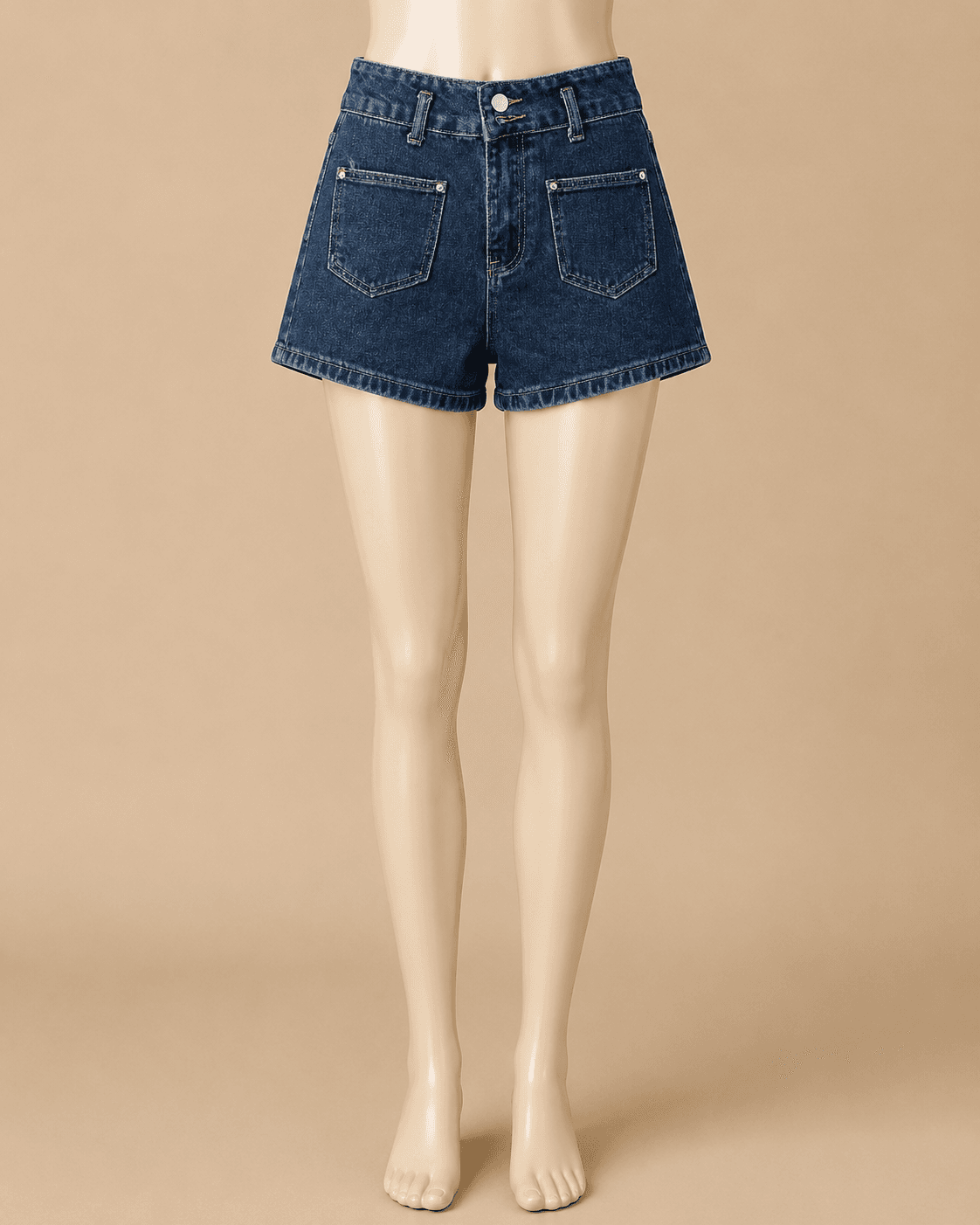 Contrast-Stitch Denim Shorts