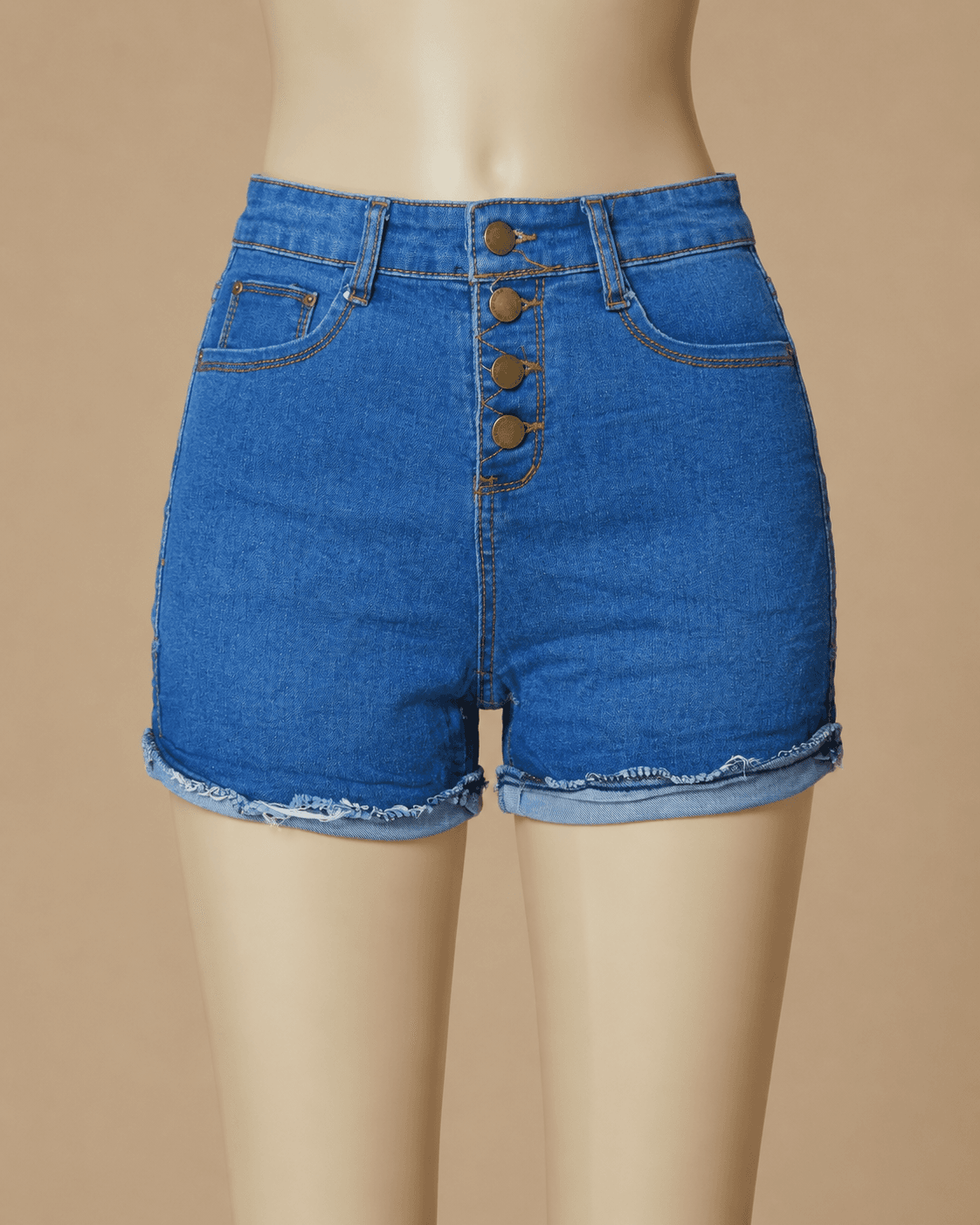 Button-Fly Denim Shorts