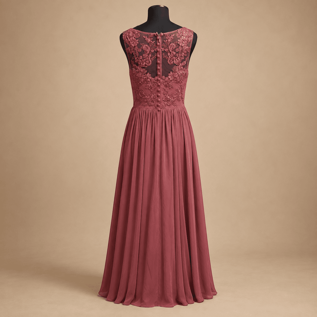 Dusty Rose Genevieve Lace-Back Gown
