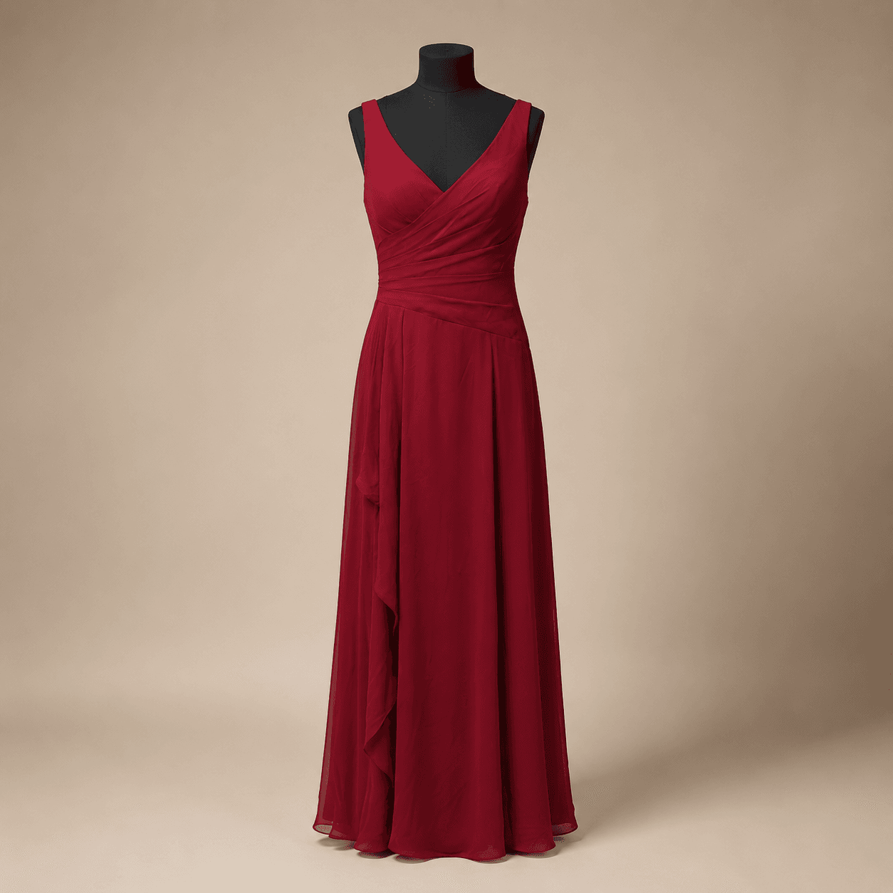Wine Carmen Ruched Gown