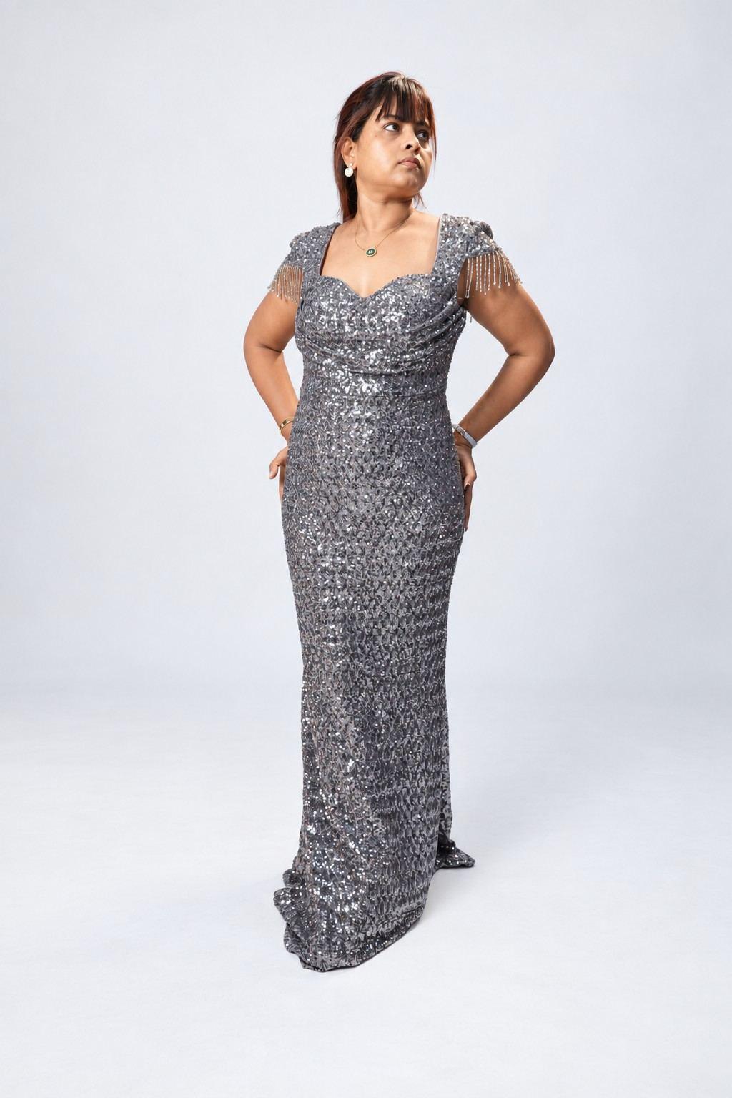 Silver Sequin Mermaid Gown