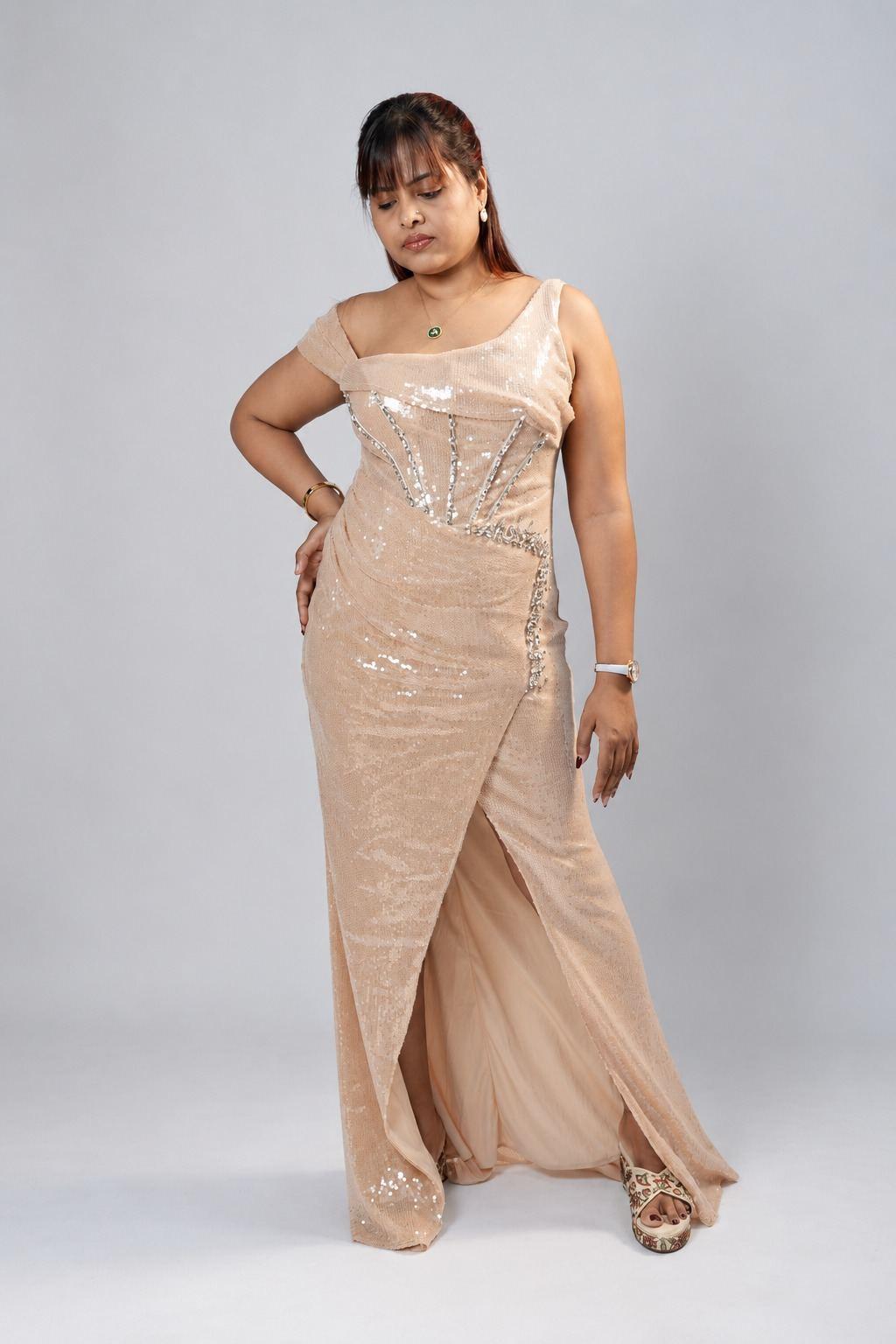 Champagne Corset Evening Gown