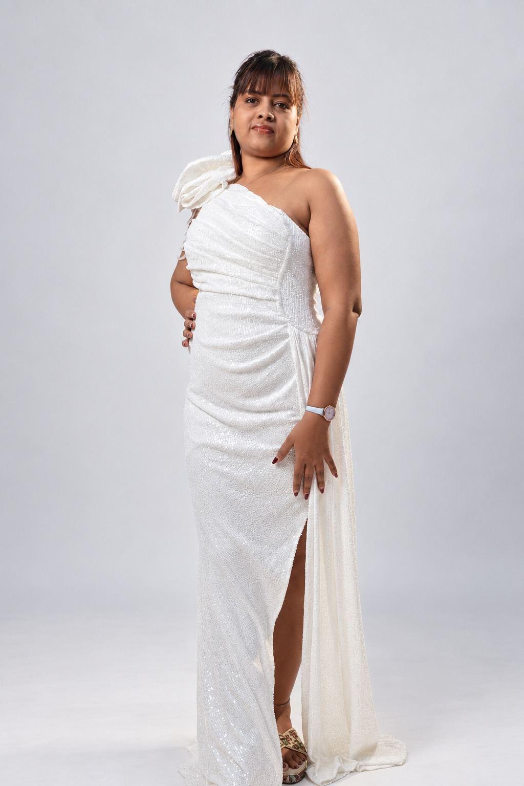 White One Shoulder Gown