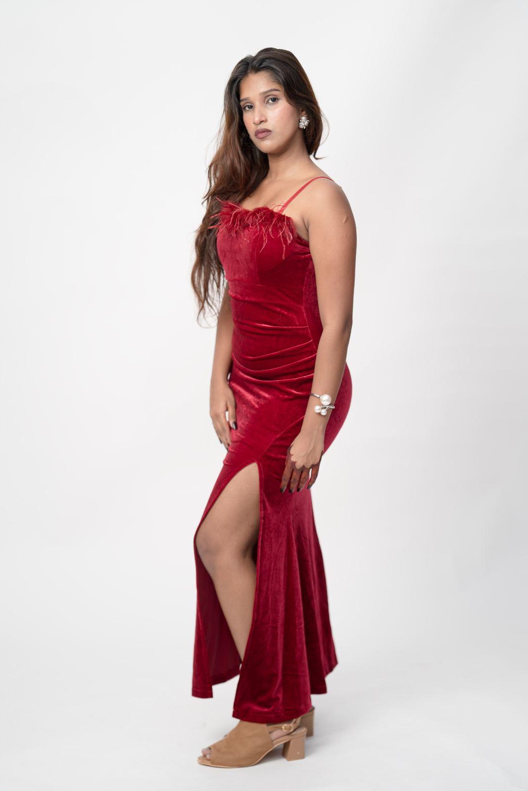 Red Sequin Fishtail Gown