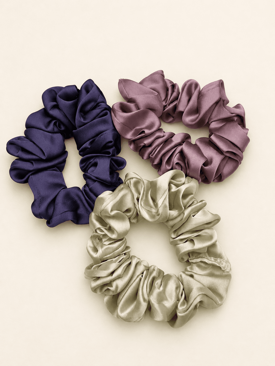 Regal Neutrals Big Satin Hair Scrunchie Combo - Pack of 3