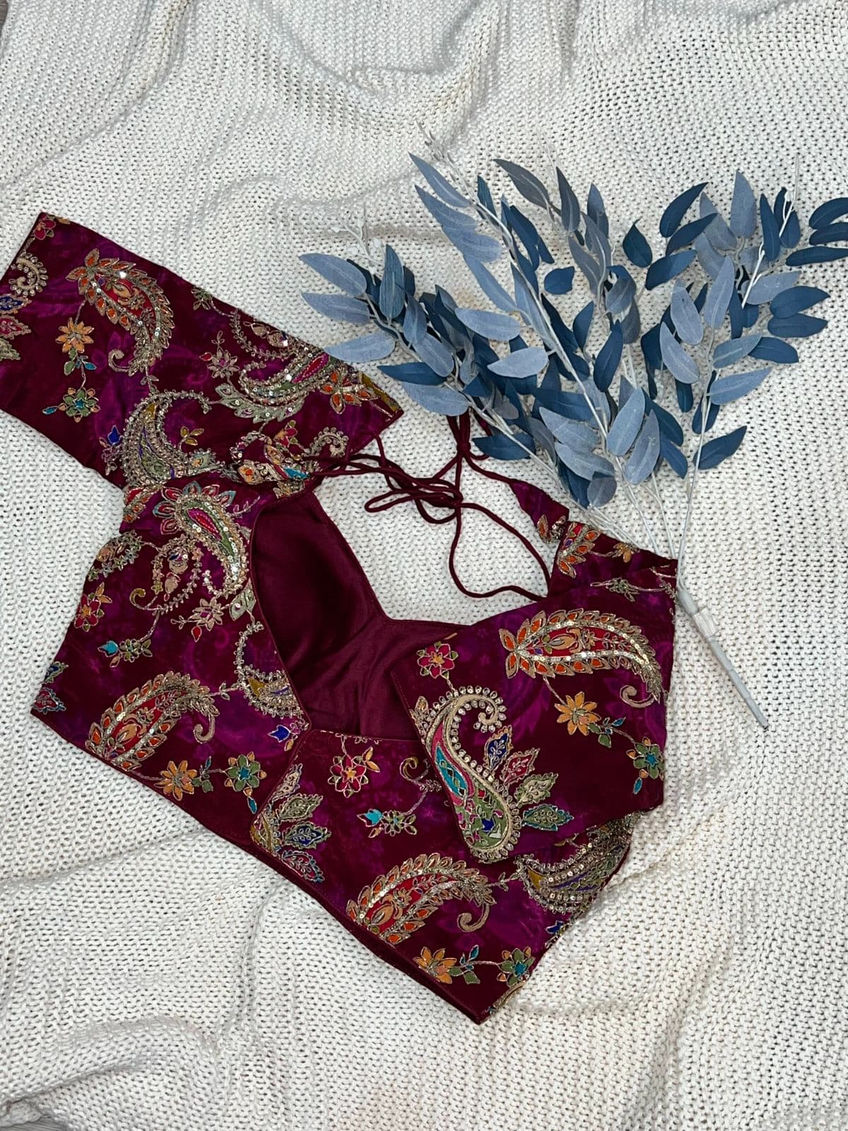 Maroon Majesty Embroidered Blouse