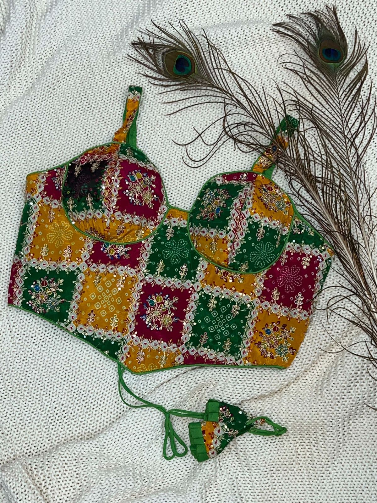 RaasRang Viscose Bandhani Bralette Blouse