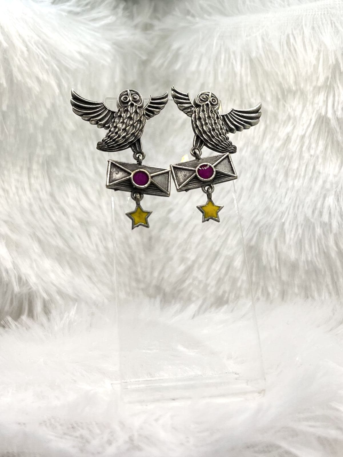 Vintage-Style Flying Owl & Mail Drop Earrings